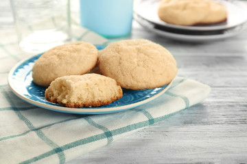 Tasty cookies on plate, closeup