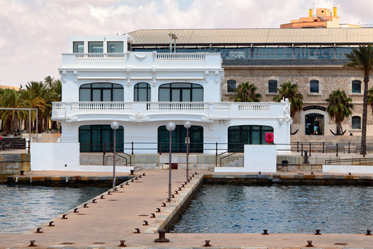 Cartagena, Spain - July 13, 2016: Former building of the yacht club in Cartagena. It was built by the architect Mario Spottorno and Sans de Andrino in 1907-1912