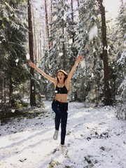 girl in winter forest
