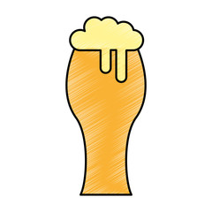 fresh beer in glass isolated icon vector illustration design