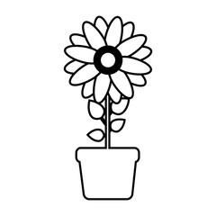 beautiful flower in a pot icon over white background. vector illustration