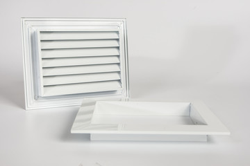 Rectangular grill for ventilation. White decorative grille for air.