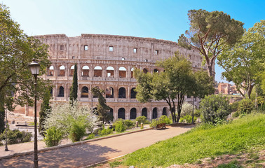 The famous Colosseum in Rome, Italy.