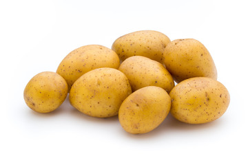Raw potato isolated on white background.