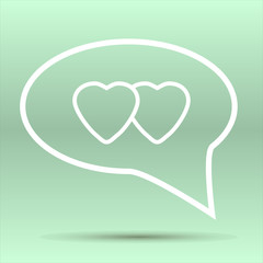 Two hearts in a cloud of thoughts icon