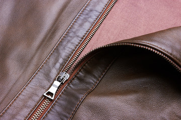 Brown Leather Jacket closeup