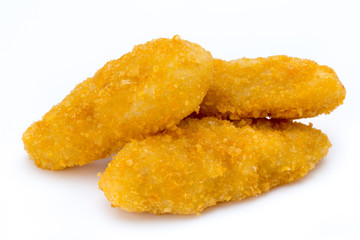 Nugget chiken on the white background.