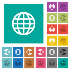 Globe square flat multi colored icons