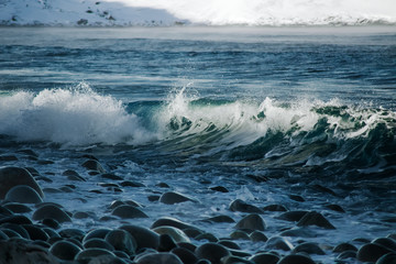 Barents Sea in Arctic Ocean. Kola Peninsula, Russia