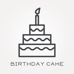 Line icon birthday cake