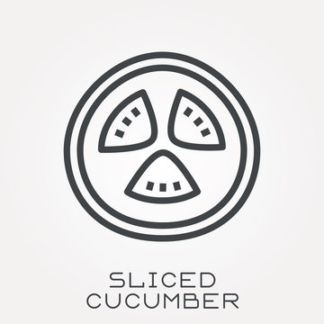 Line icon sliced cucumber