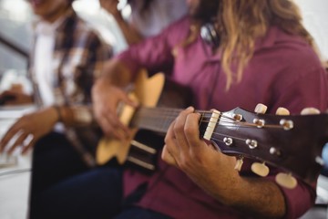Two sound engineers working together
