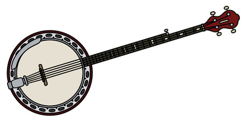 Classic five strings banjo - obrazy, fototapety, plakaty