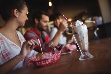 Friends having burger together