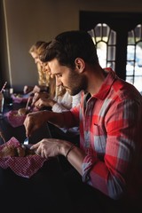 Friends having burger together