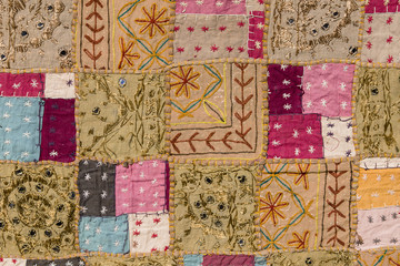 Asian patchwork carpet in Rajasthan, India.
