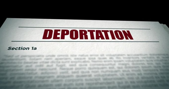 Camera pans over Deportation government Bill document