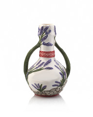 Small ceramic vase for flowers on a white background