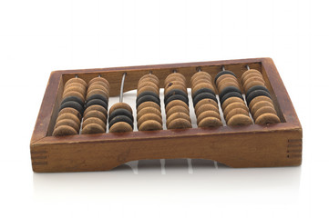 Abacus wooden old on a white background. Isolated