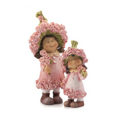 Two decorative dolls made of clay on a white background