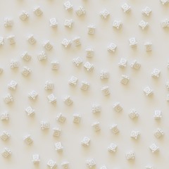 White Surface Covered in Variously Rotated Retro White Phones