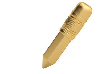 Gold big pencil on white background.3D illustration.