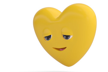 Relieved heart emoticon  with smile heart emoji.3D illustration.
