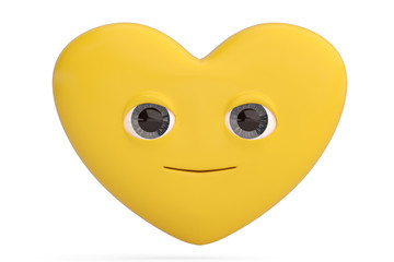 Smile face heart emoticon  with heart emoji.3D illustration.