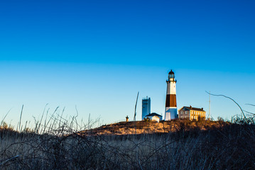 A beautiful shot of the Montauk lighthouse on a sunny spring day