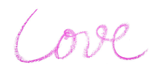 Love word paint by pink color lipstick