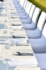 Outdoor dinner table arrangement