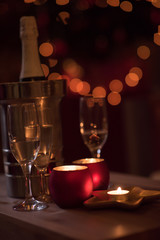 champagne on a wooden table