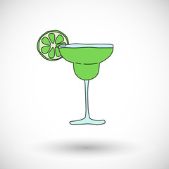 Cocktail Margarita vector icon with round shadow