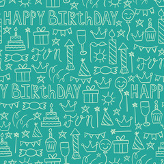 Cartoon doodles hand drawn style seamless pattern summer design wallpaper vector illustration.