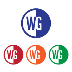 WG initial circle half logo blue,red,orange and green color
