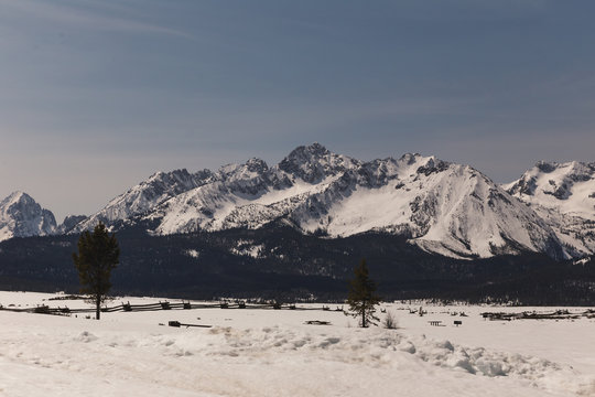 Sawtooth Mountains with Snow