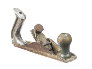 Old hand planer for wood isolated on white background.