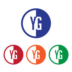 YG initial circle half logo blue,red,orange and green color