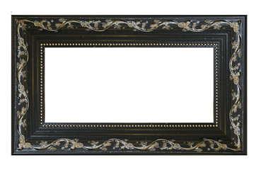 The antique black wood frame on the white background.