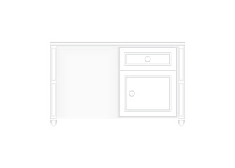 Front view of a luxurious white office table in white isolated background