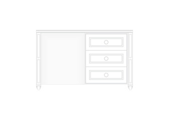 Front view of a luxurious white office table in white isolated background