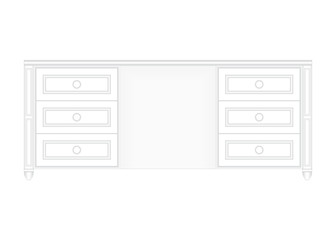 Front view of a luxurious white office table in white isolated background