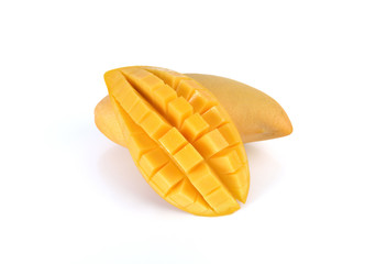 Yellow mango isolated on white background (mango, fruit, juice)