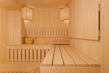 Fototapeta na wymiar Steam room, natural wood sauna