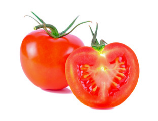 Tasty tomatoes isolated on the white background