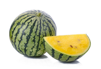 yellow watermelon isolated on white background
