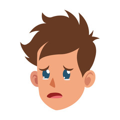 character face head boy crying vector illustration