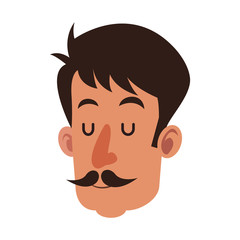 head man with mustache close eyes vector illustration