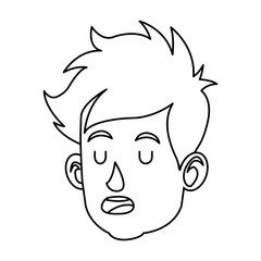 cartoon head boy child close eyes vector illustration