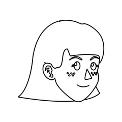 character face woman kid outline vector illustration